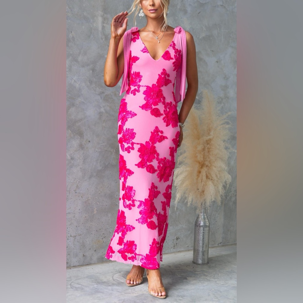Oh Polly Pink Floral Maxi Dress